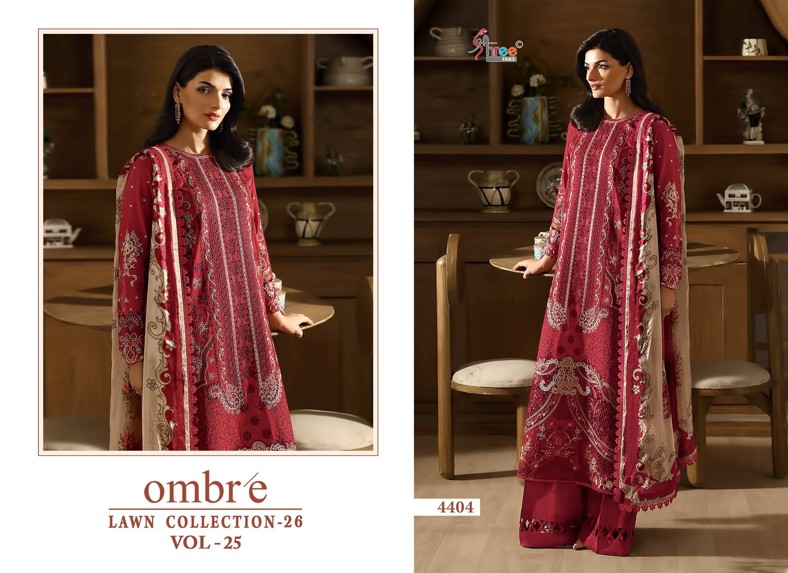OMBRE LAWN COLLECTION VOL-25 By Shree fabs 4401 To 4406 Series Designer Pakistani Suits Beautiful Fancy Stylish Colorful Party Wear & Occasional Wear Pure Cotton Print With Embroidery Dresses At Wholesale Price
